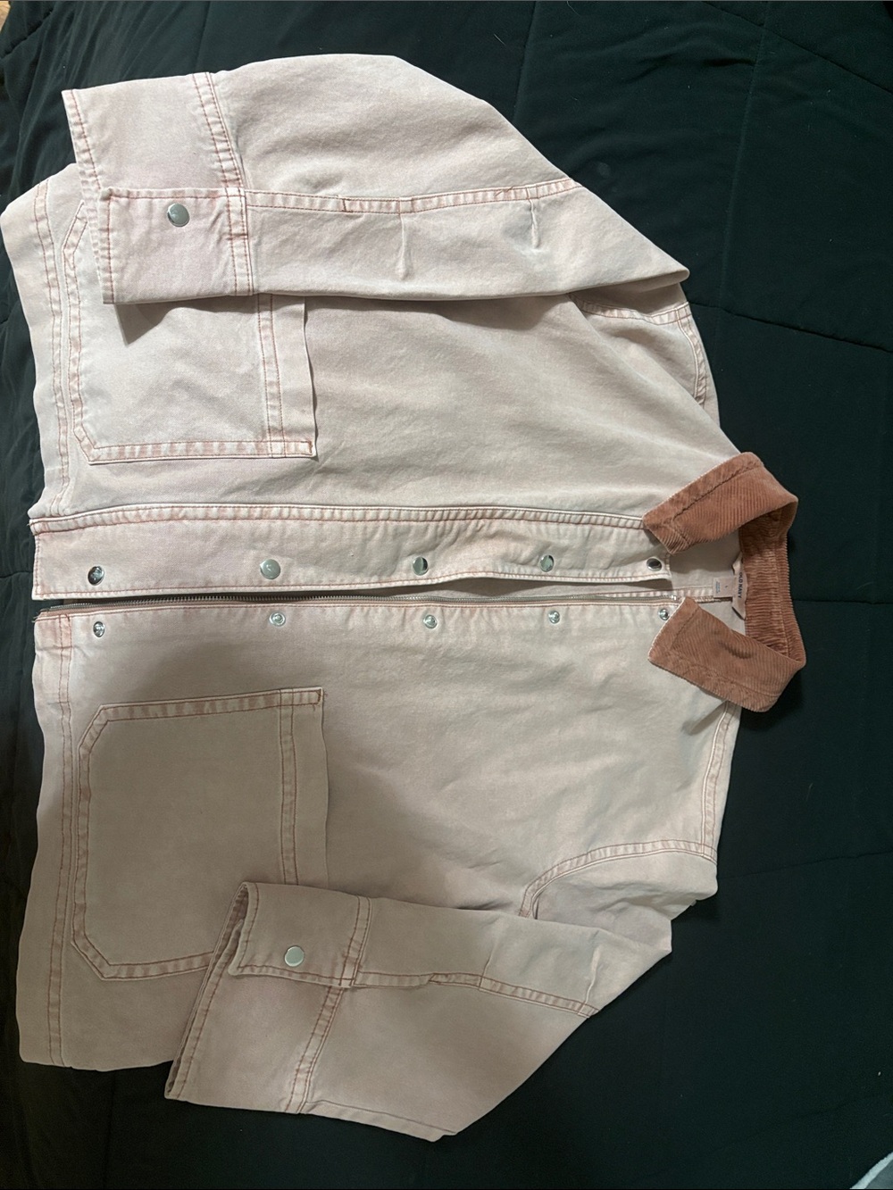 Old Navy Light Pink Utility Jacket with Brown Corduroy Collar